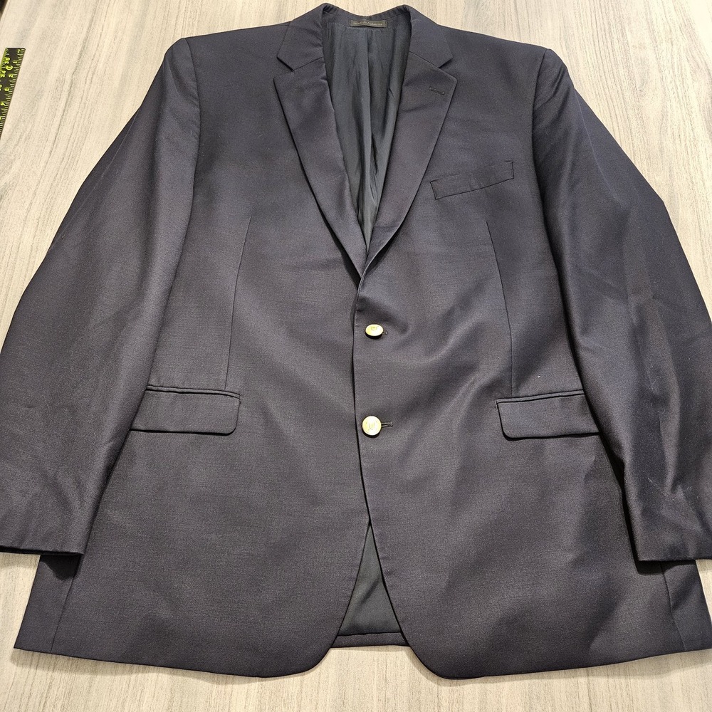 Lauren Ralph Lauren 46L Navy Blue‎ Wool Blazer Suit Jacket Two Gold Button
